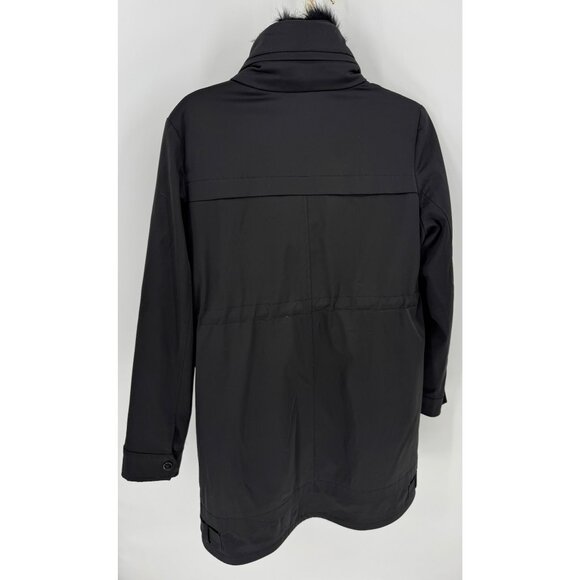 ZARA WOMAN Black Faux Fur Trimmed Winter Coat Full Zip - Picture 3 of 16